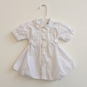 Vtg Feltman Bros 0-3m White Romper Baptism